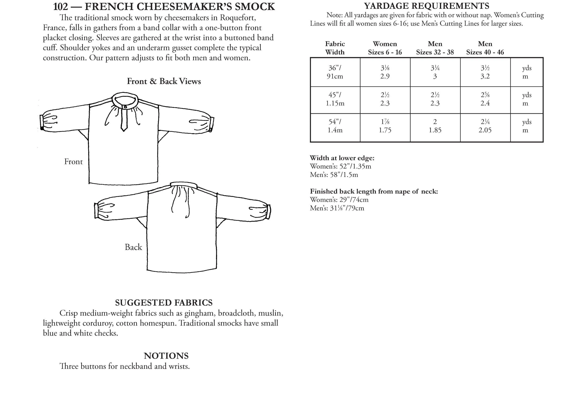 102 French Cheesemaker's Smock - PDF