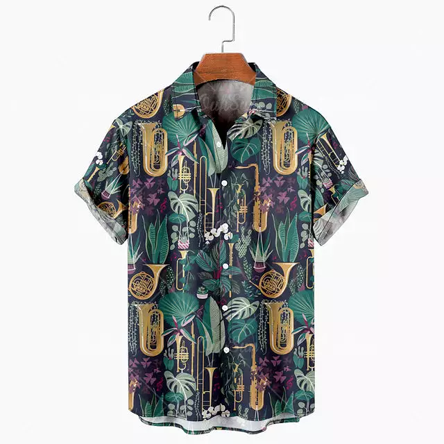 2022 Men's Short Sleeve Printed Casual Shirt - Soft Slim Fit Hawaiian Style - Social & Business Formal Shirt