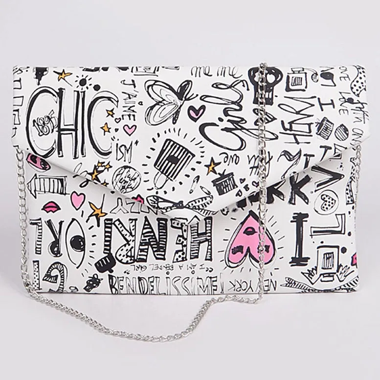 3AM Doodle Print Clutch