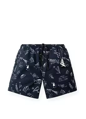 700014 Sketch Print Swim Shorts