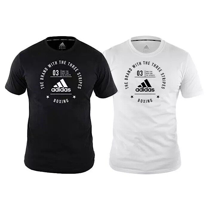 adidas Boxing Logo Tee Black White 100% Cotton