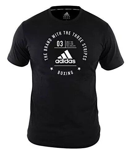 adidas Boxing Logo Tee Black White 100% Cotton