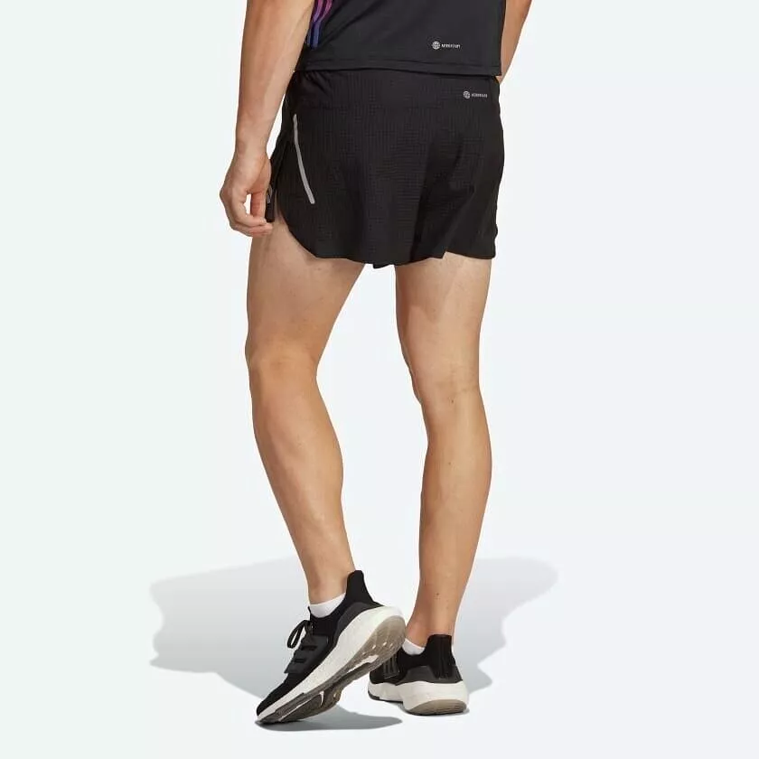 adidas Fast Split Men's Running Shorts - Black/Blue, Breathable, Reflective, Lightweight