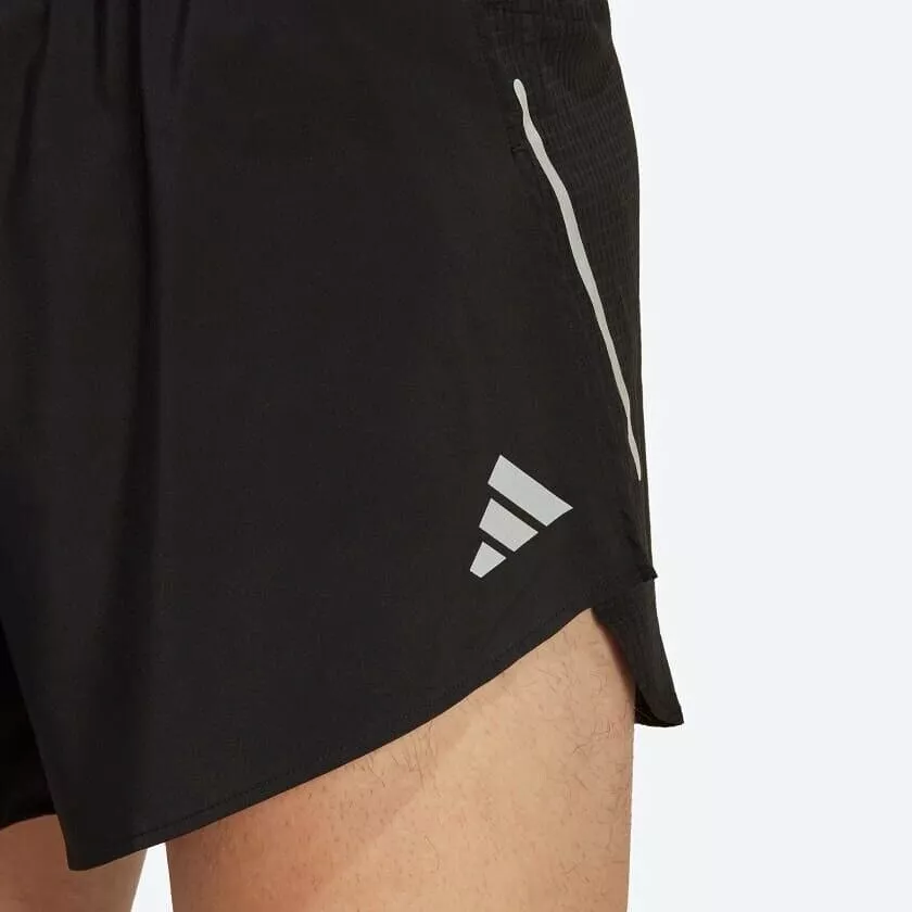 adidas Fast Split Men's Running Shorts - Black/Blue, Breathable, Reflective, Lightweight