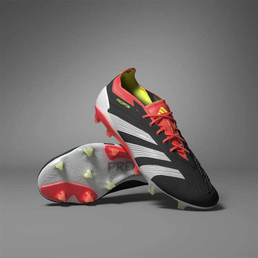 Adidas Predator Elite Low FG Soccer Cleats (Black/White/Solar Red)