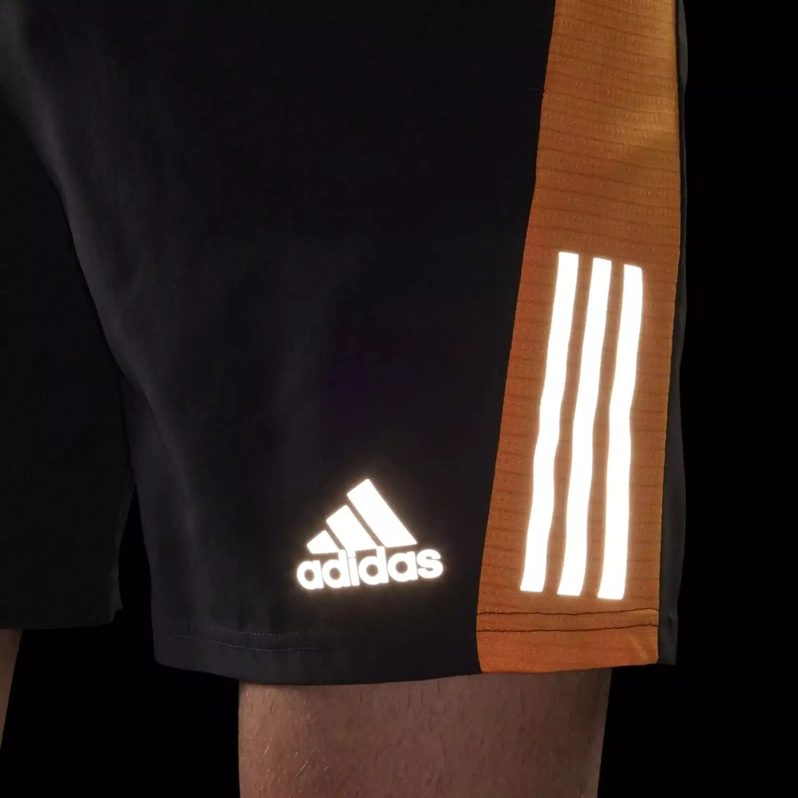 adidas running shorts, men's black orange reflective pockets fitness, Own The Run