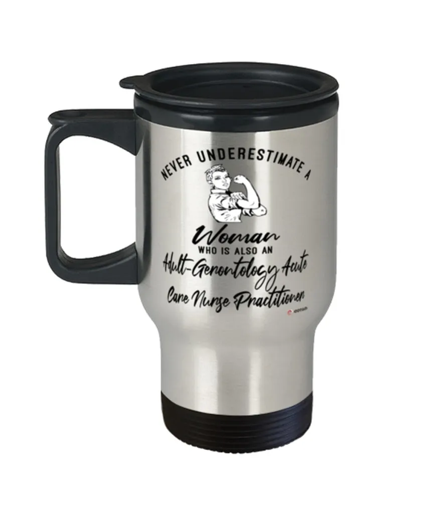 Adult-Gerontology Acute Care Nurse Practitioner Travel Mug - Woman AG-ACNP Stainless Steel 14oz