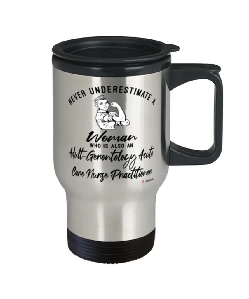 Adult-Gerontology Acute Care Nurse Practitioner Travel Mug - Woman AG-ACNP Stainless Steel 14oz