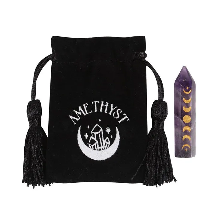 5cm Amethyst Moon Phases Pendulum Pouch