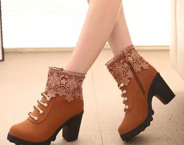 Ashore Shop Autumn Winter Suede PU Lace Up Ankle Boots Stylish With Fur.