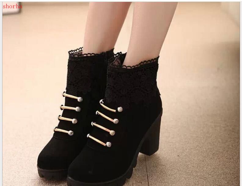 Ashore Shop Autumn Winter Suede PU Lace Up Ankle Boots Stylish With Fur.