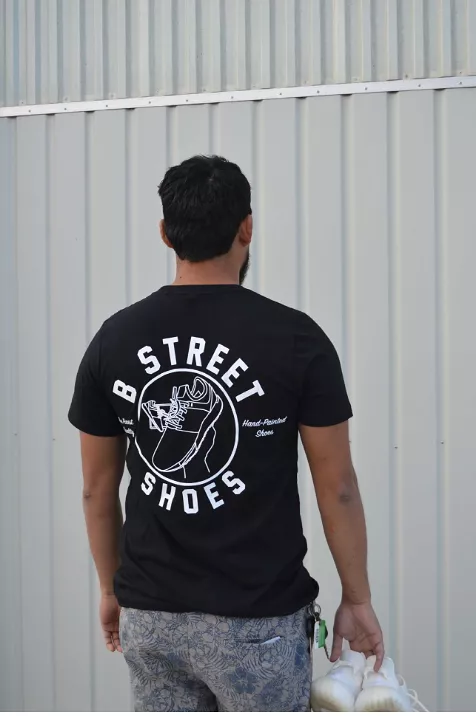 B Street Black Pocket Tee-Shirt with Retro Logo - Limited Quantity & Sizing.