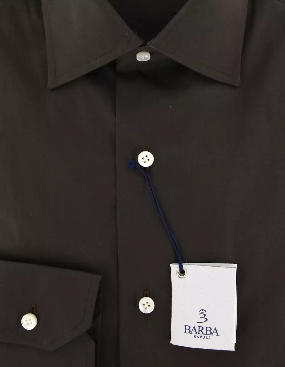 Barba Napoli Dark Brown Slim Shirt