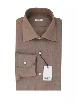 Barba Napoli Light Brown Slim Fit Shirt.