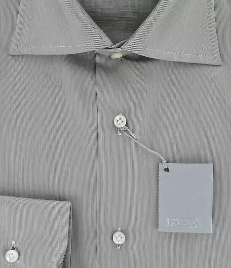 Barba Napoli White Brown Shirt 15.5 US 39 EU