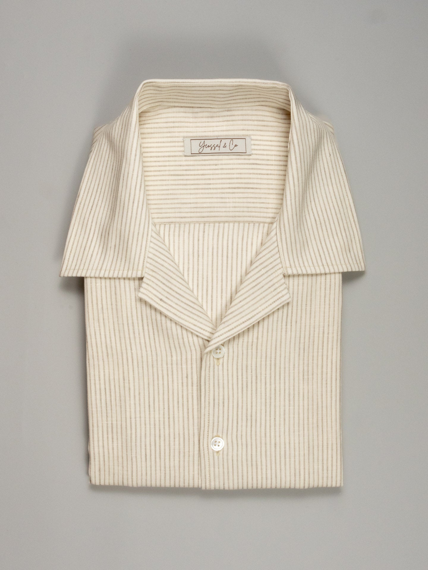 Beige Striped Linen Shirt.