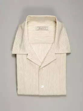 Beige Striped Linen Shirt.