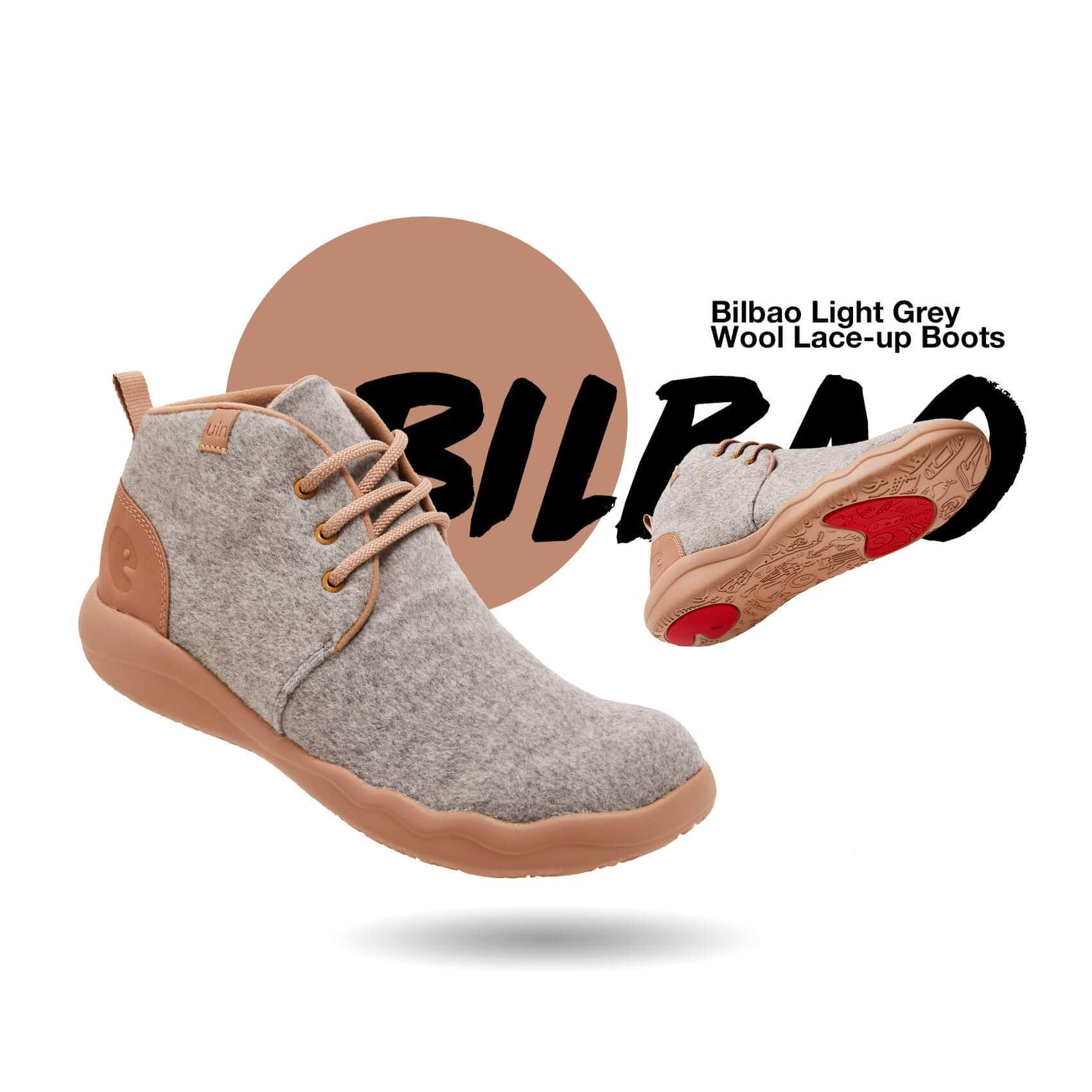 Bilbao Grey Wool Lace-up Boots for Women