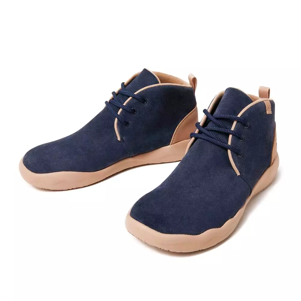 Bilbao Men's Blue Suede Lace-up Boots