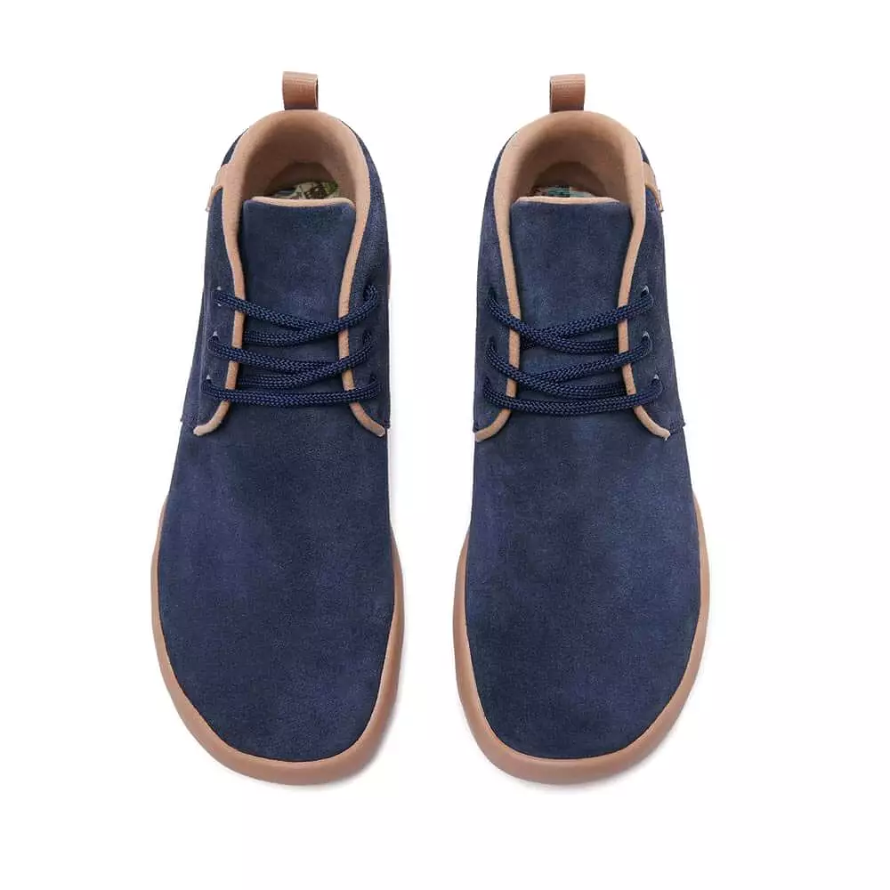 Bilbao Men's Blue Suede Lace-up Boots