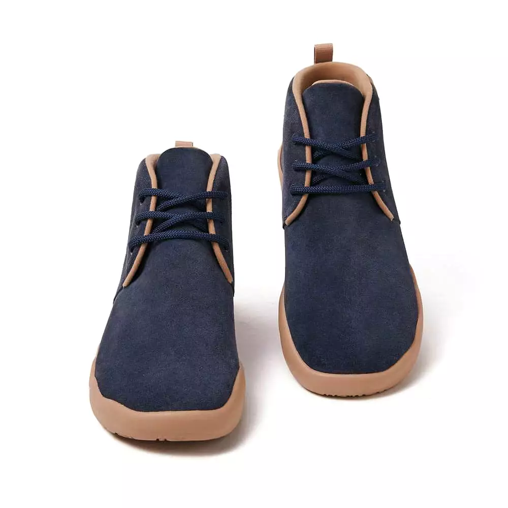 Bilbao Men's Blue Suede Lace-up Boots