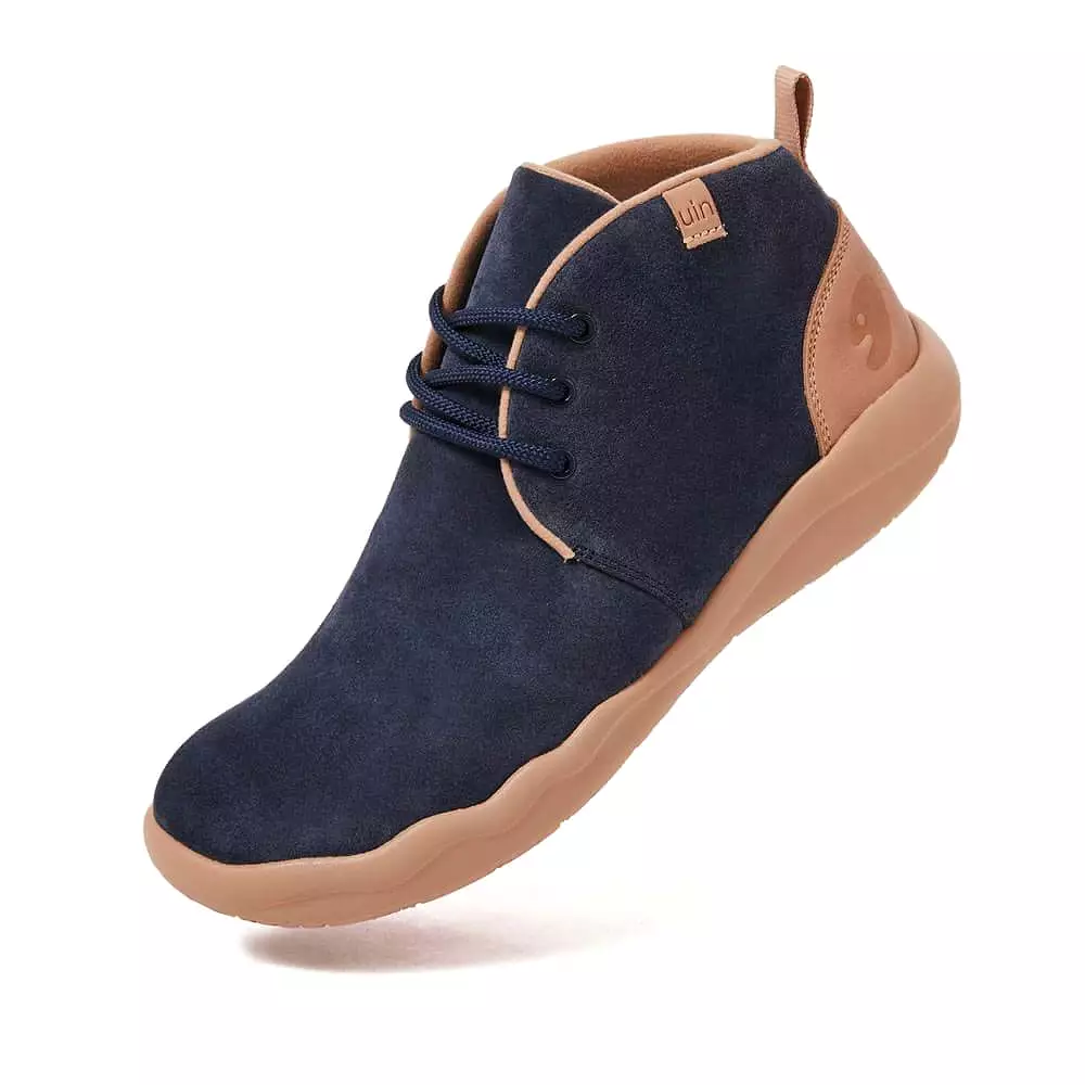 Bilbao Men's Blue Suede Lace-up Boots