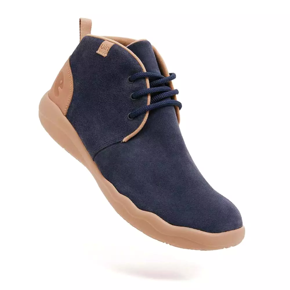 Bilbao Men's Blue Suede Lace-up Boots