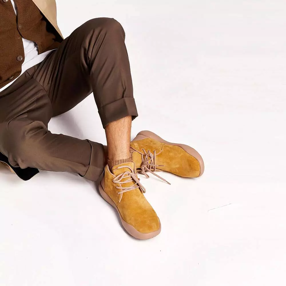 Bilbao Men's Suede Lace-up Boots in Khaki Color