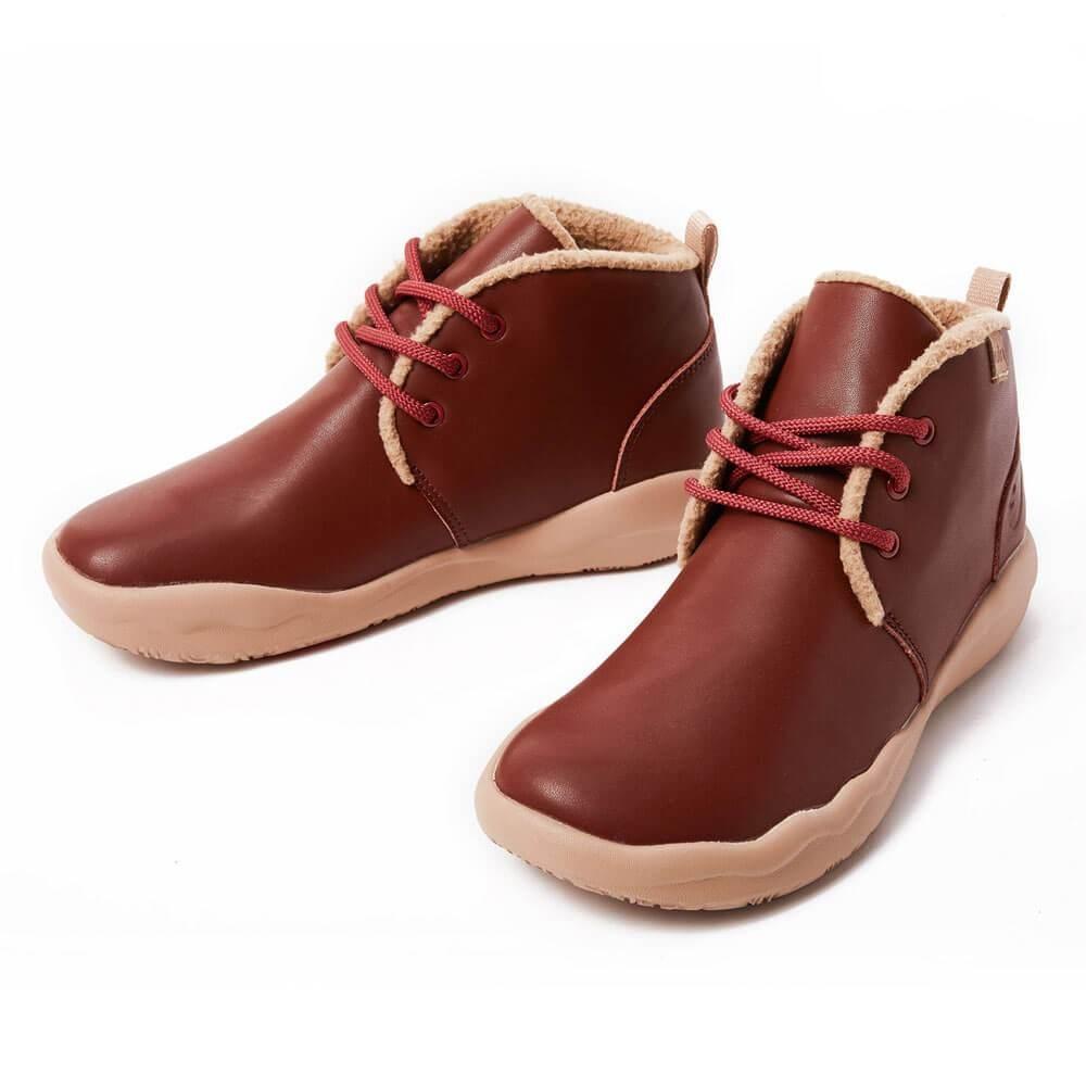 Bilbao Women's Burgundy Leather Lace-up Boots