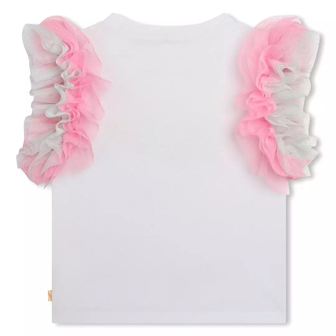 Billieblush U20356 10P White Short Sleeves Tee Shirt.