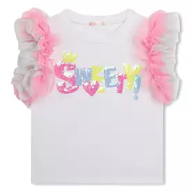 Billieblush U20356 10P White Short Sleeves Tee Shirt.