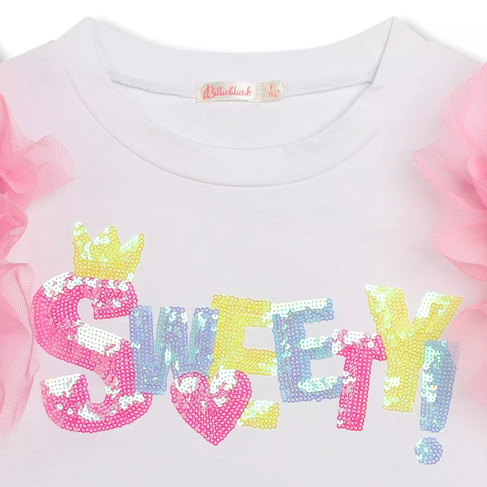 Billieblush U20356 10P White Short Sleeves Tee Shirt.