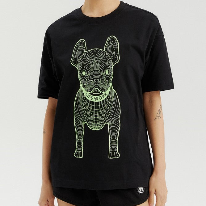 Black and Green LifeWork Outline Bulldog Tee