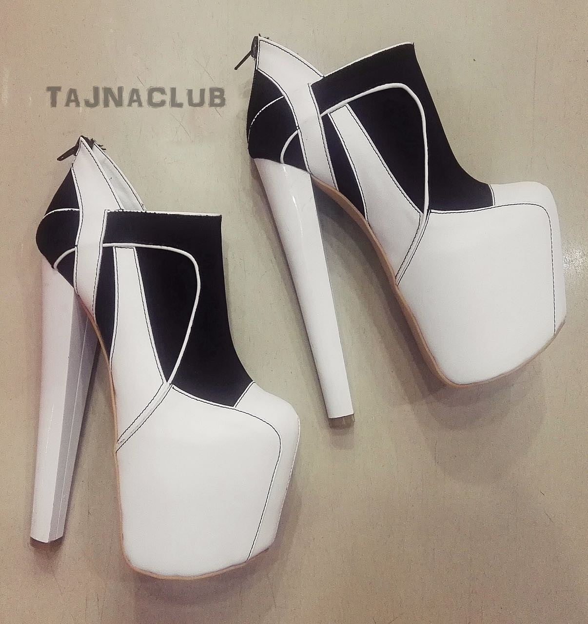 Black and White Platform High Heel Shoes