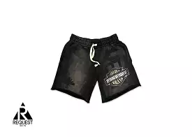 Black Vertabrae Double Emblem Shorts