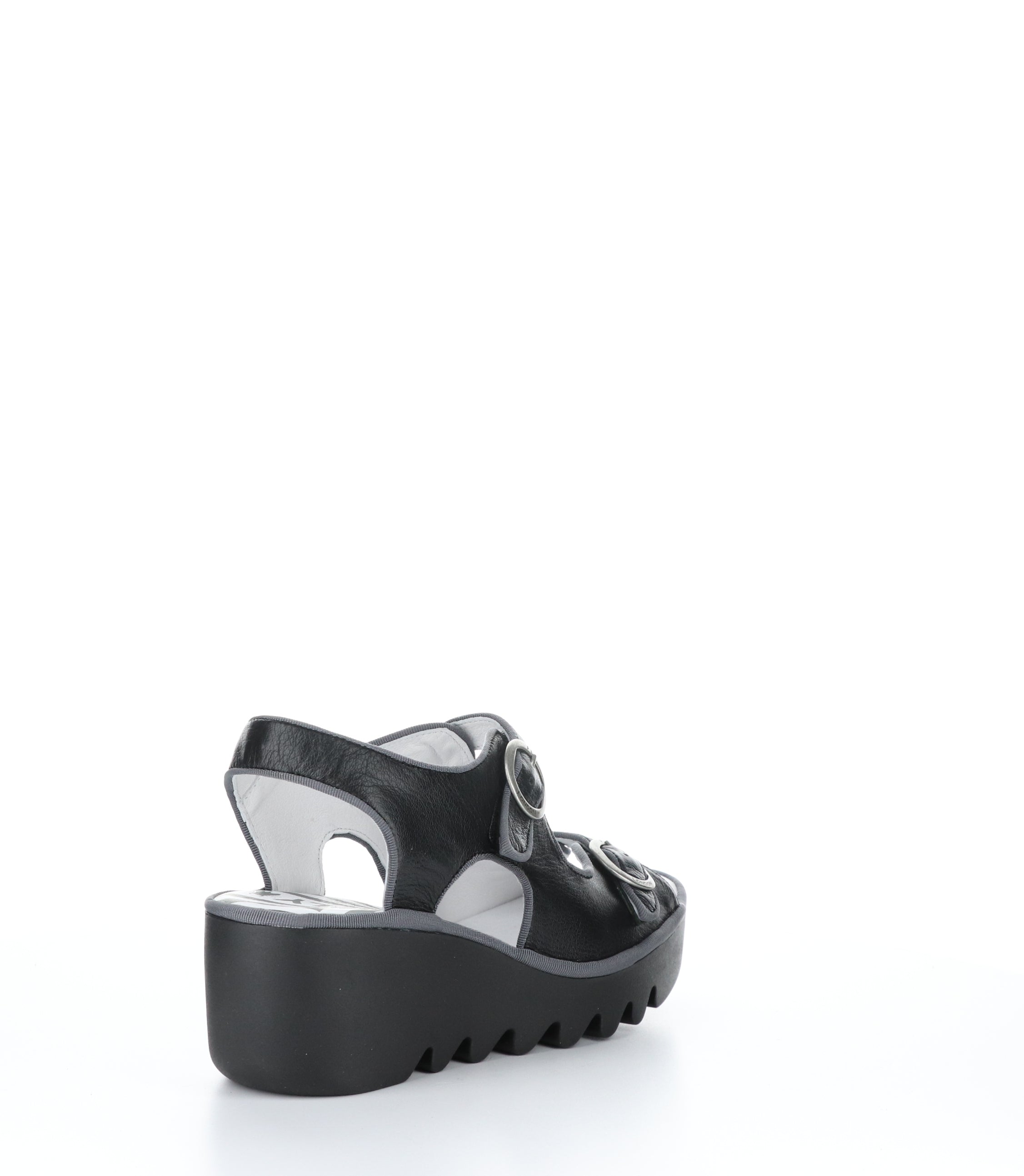 black wedge sandals