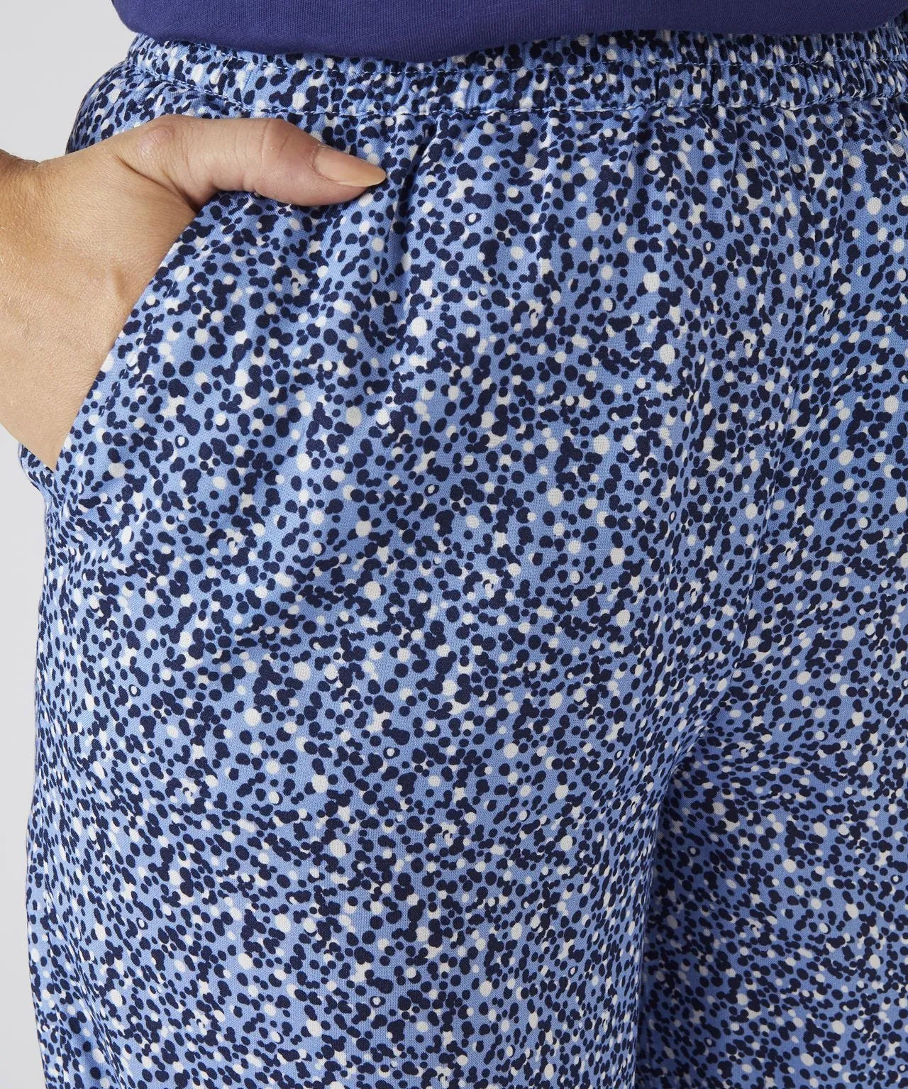 Stylish Blue Dots Print Wide-leg Trousers