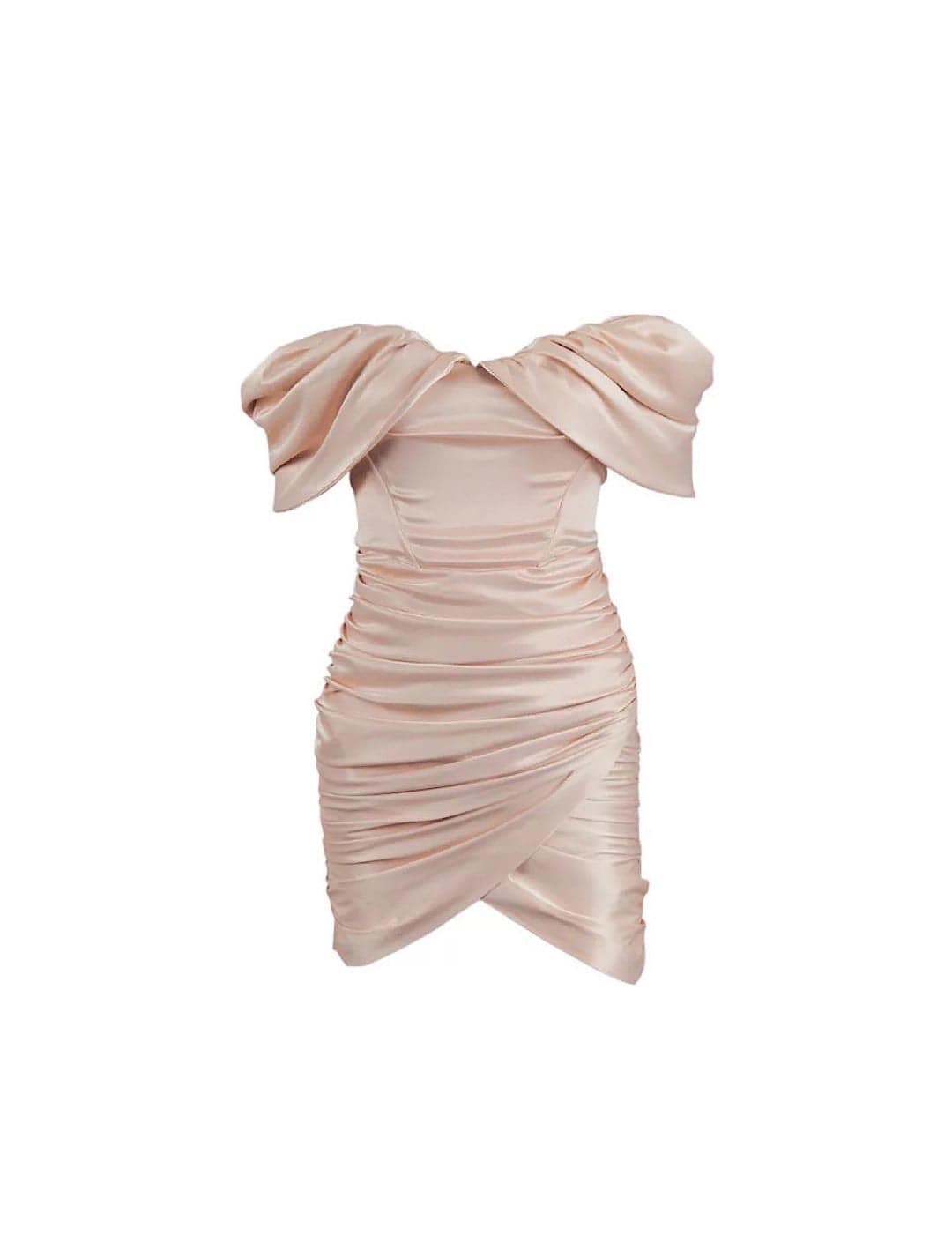 bodycon satin off shoulder mini dress