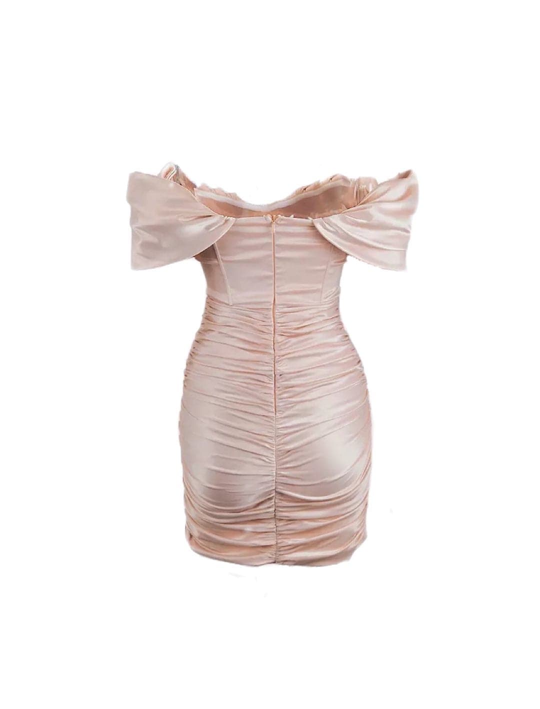 bodycon satin off shoulder mini dress