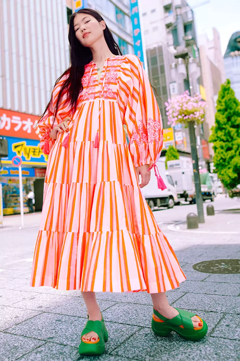 Boho Dress Pink Multi Stripe