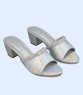 BW9158 Silver Women Formal Slipper Heels