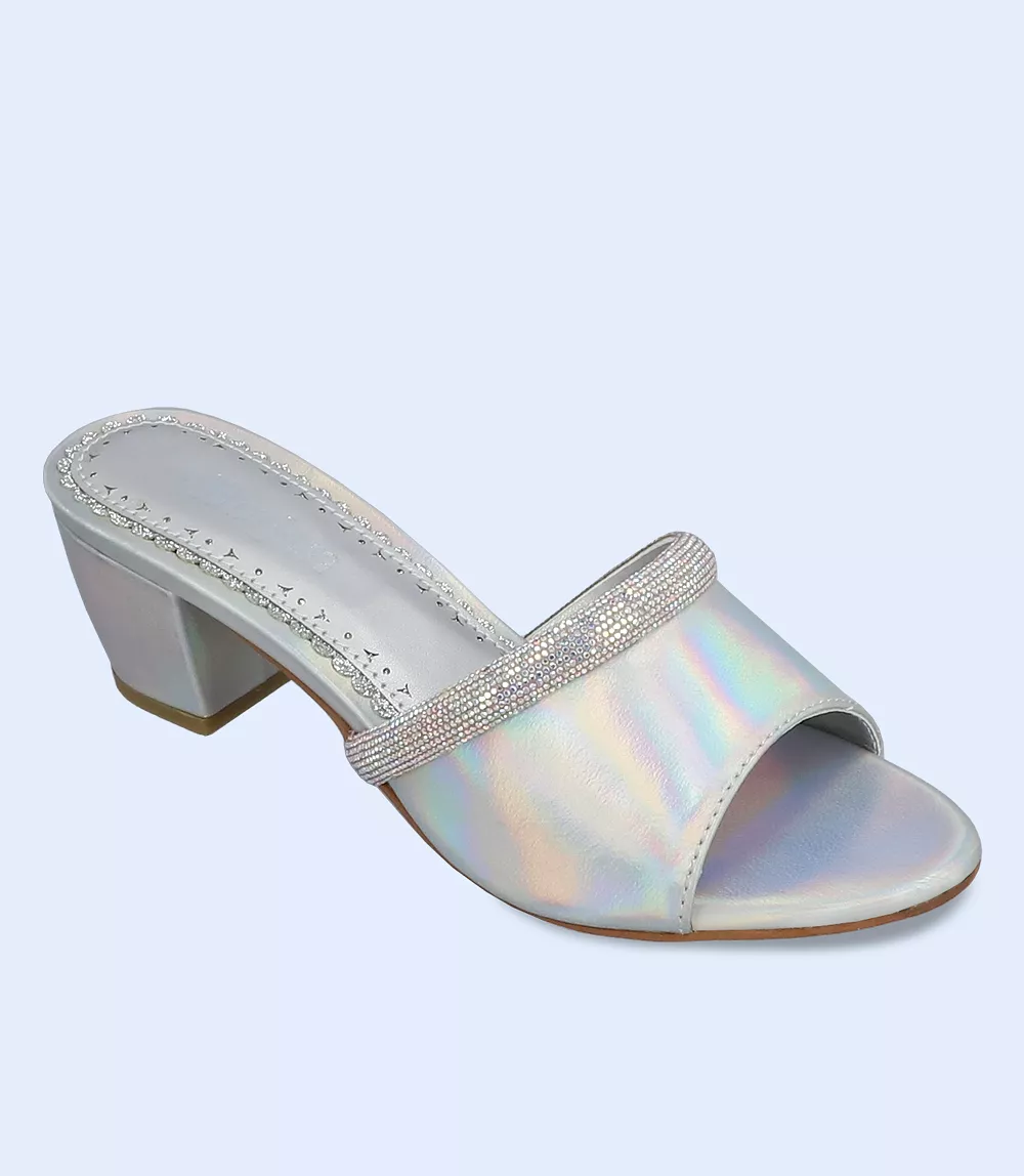 BW9158 Silver Women Formal Slipper Heels