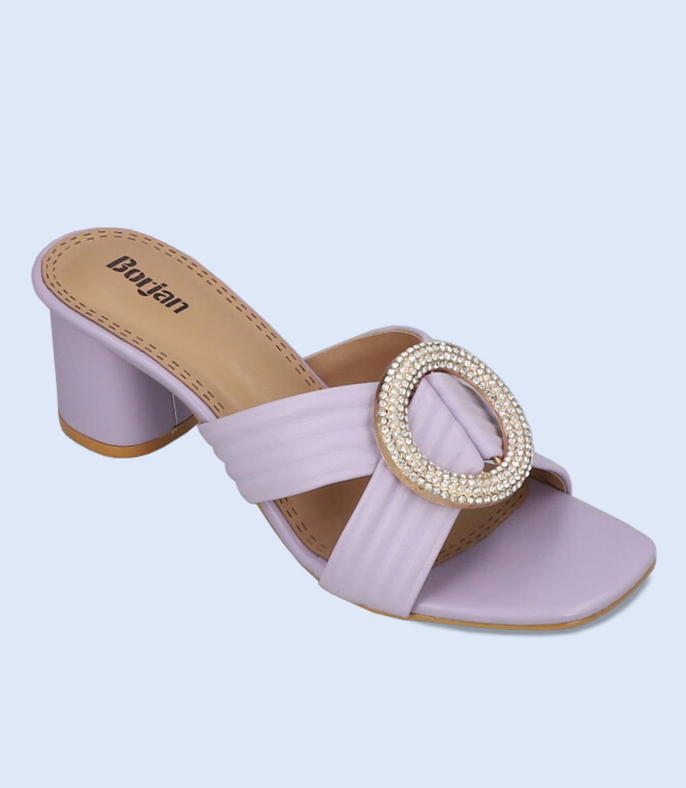 BW9363 Lilac Slipper Heels - Women's Casual Slip-On Shoes