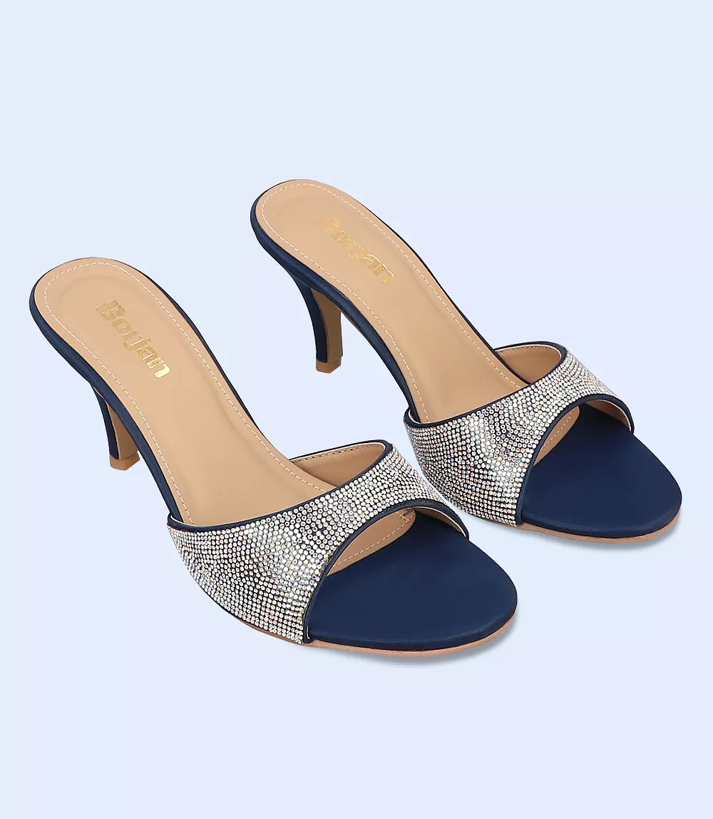 BW9471 BLUE Women Formal Slipper Heels