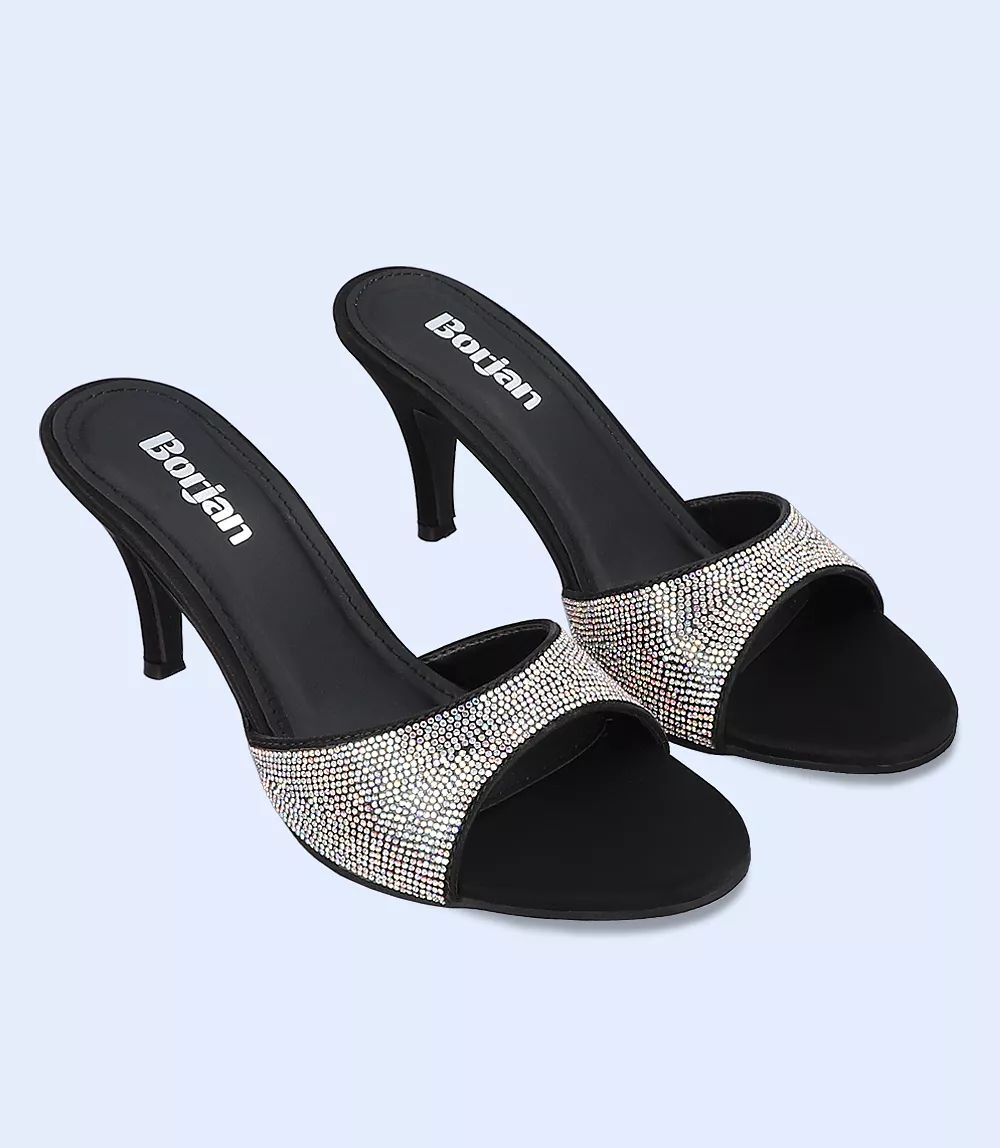 BW9471 Silver Formal Slipper Heels for Women