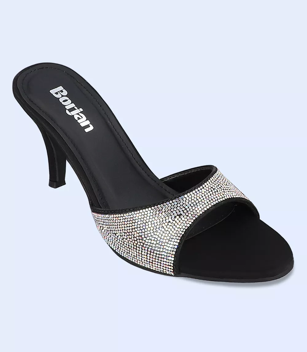 BW9471 Silver Formal Slipper Heels for Women