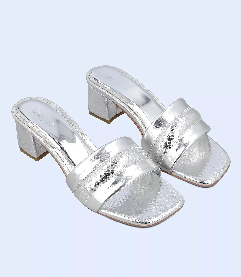 BW9495-SILVER-Women Slipper Heel