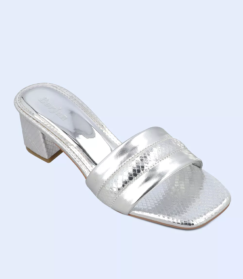 BW9495-SILVER-Women Slipper Heel