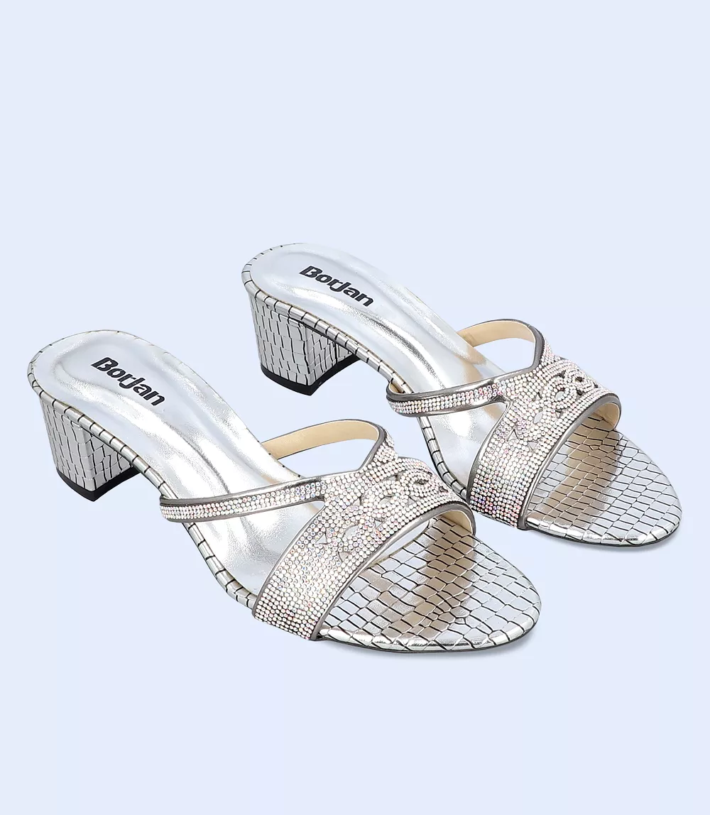 BW9645 SILVER Women Formal Slipper Heels