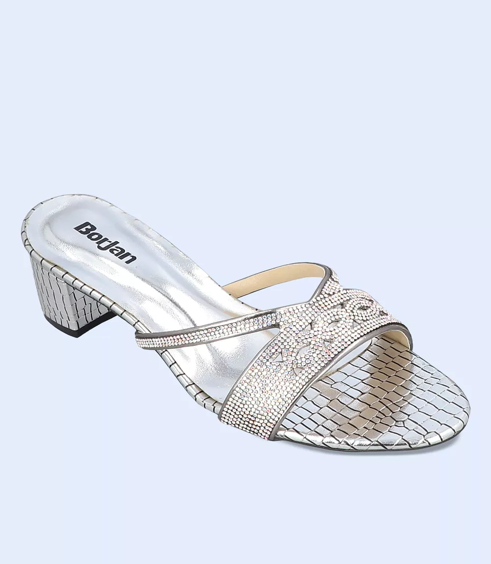 BW9645 SILVER Women Formal Slipper Heels